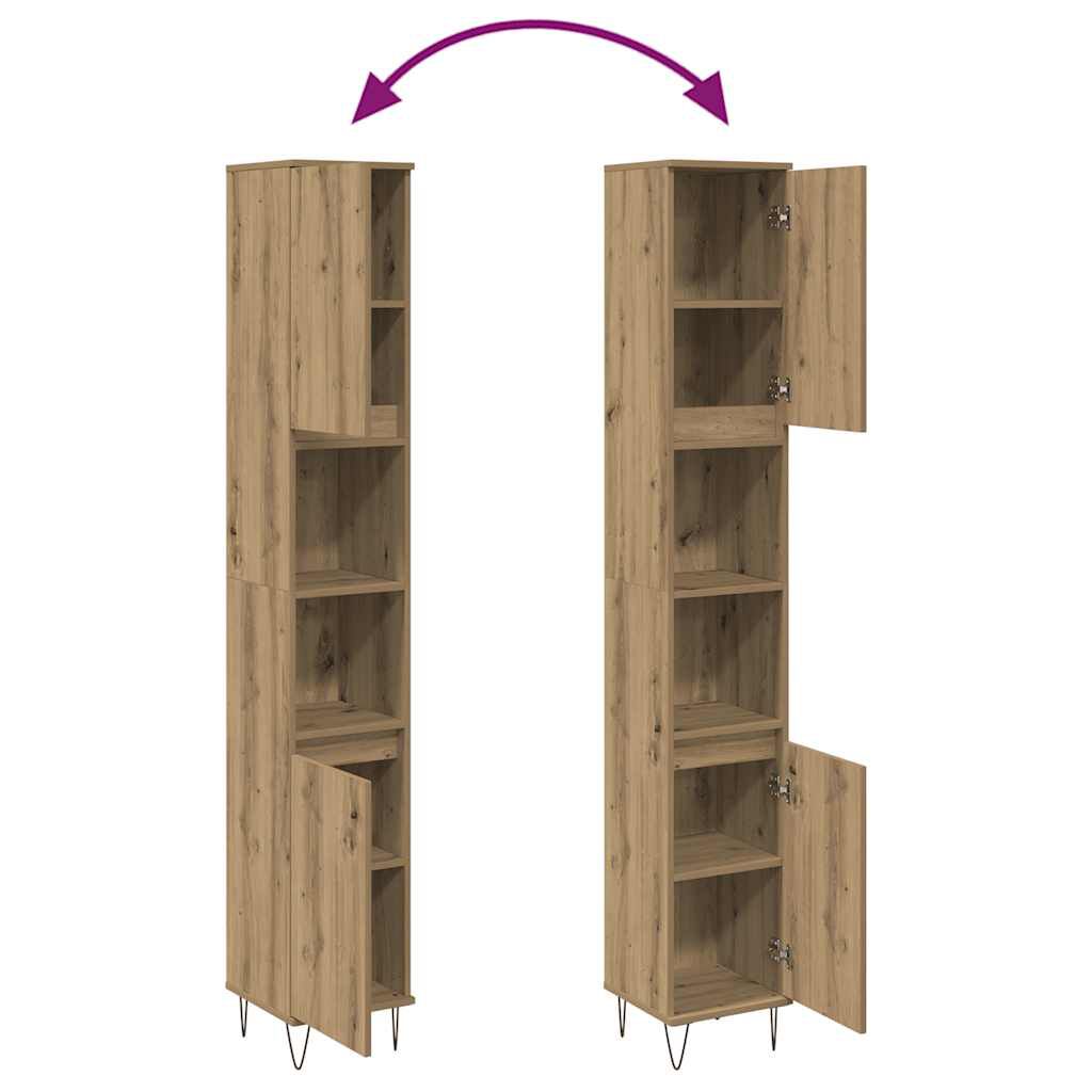 vidaXL Ντουλάπι μπάνιου Δρυς τεχνίτης 30x30x190 cm Κατασκευασμένο ξύλο