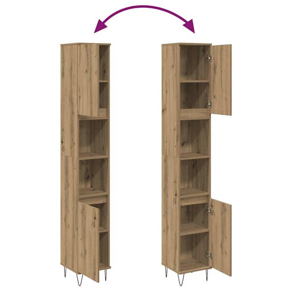 vidaXL Ντουλάπι μπάνιου Δρυς τεχνίτης 30x30x190 cm Κατασκευασμένο ξύλο