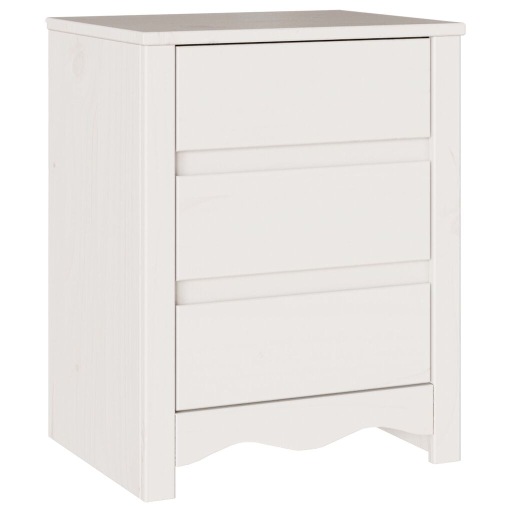 vidaXL Κομοδίνο με συρτάρι Λευκό 45 x 35 x 56 εκ. Μασίφ ξύλο πεύκου
