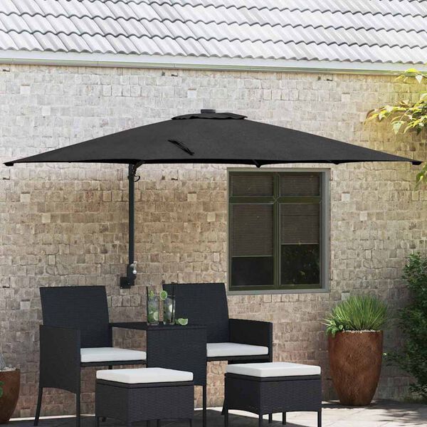 vidaXL Ομπρέλα Κήπου Μαύρο και Μαύρο 248.5 x 247.5 x 160 εκ.