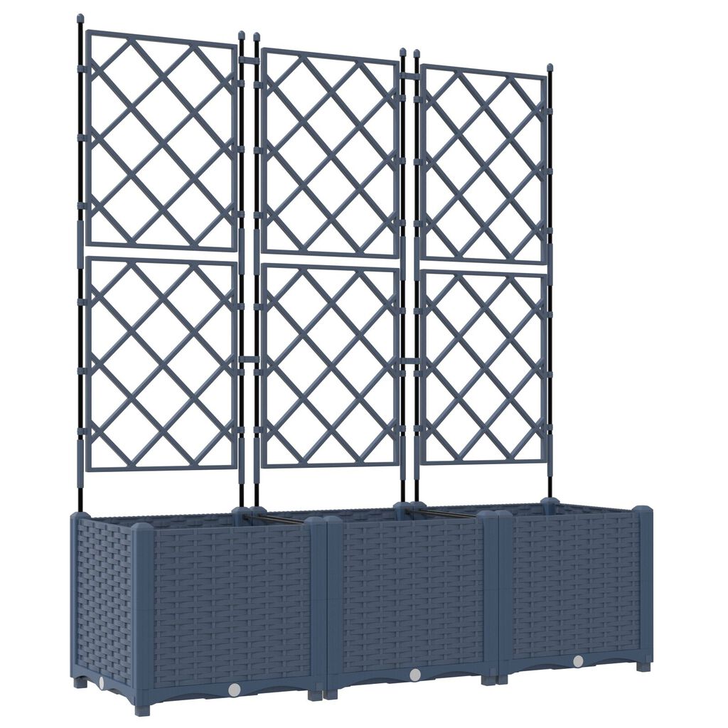 vidaXL Γλάστρα Κήπου με Πλέγμα 3 τμχ Γκρι 120x40x143 εκ