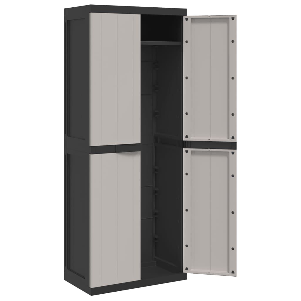 vidaXL Ντουλάπι Αποθ. Εξ. Χώρου Γκρι/Μαύρο 65x37x165εκ. Πολυπροπυλένιο