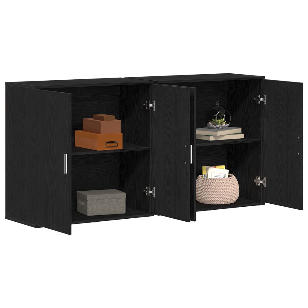 vidaXL Μπουφέδες 2 τεμάχια Μαύρος Δρύς 79x38x80 εκ Επεξεργασμένο Ξύλο