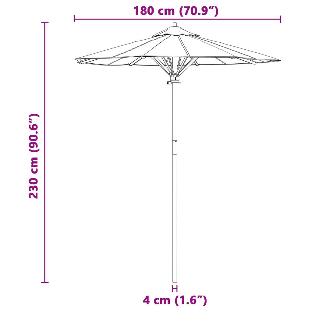 vidaXL Σκούρα Γκρι Ομπρέλα Κήπου 180x230 εκ. Μπαμπού