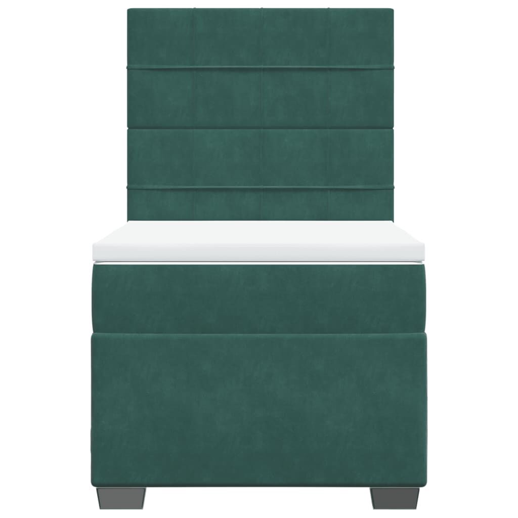 vidaXL Κρεβάτι Boxspring με Στρώμα Σκούρο Πράσινο 100x200εκ. Βελούδινο