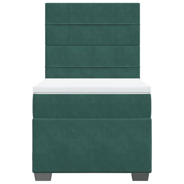 vidaXL Κρεβάτι Boxspring με Στρώμα Σκούρο Πράσινο 100x200εκ. Βελούδινο
