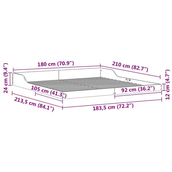 vidaXL Σκελετός Κρεβατιού Καφέ 180 x 210 cm Ξύλο πεύκου