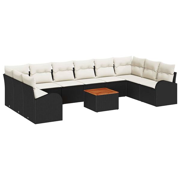 vidaXL Σετ Καναπέ Κήπου 11 pcs Μαύρο και λευκό