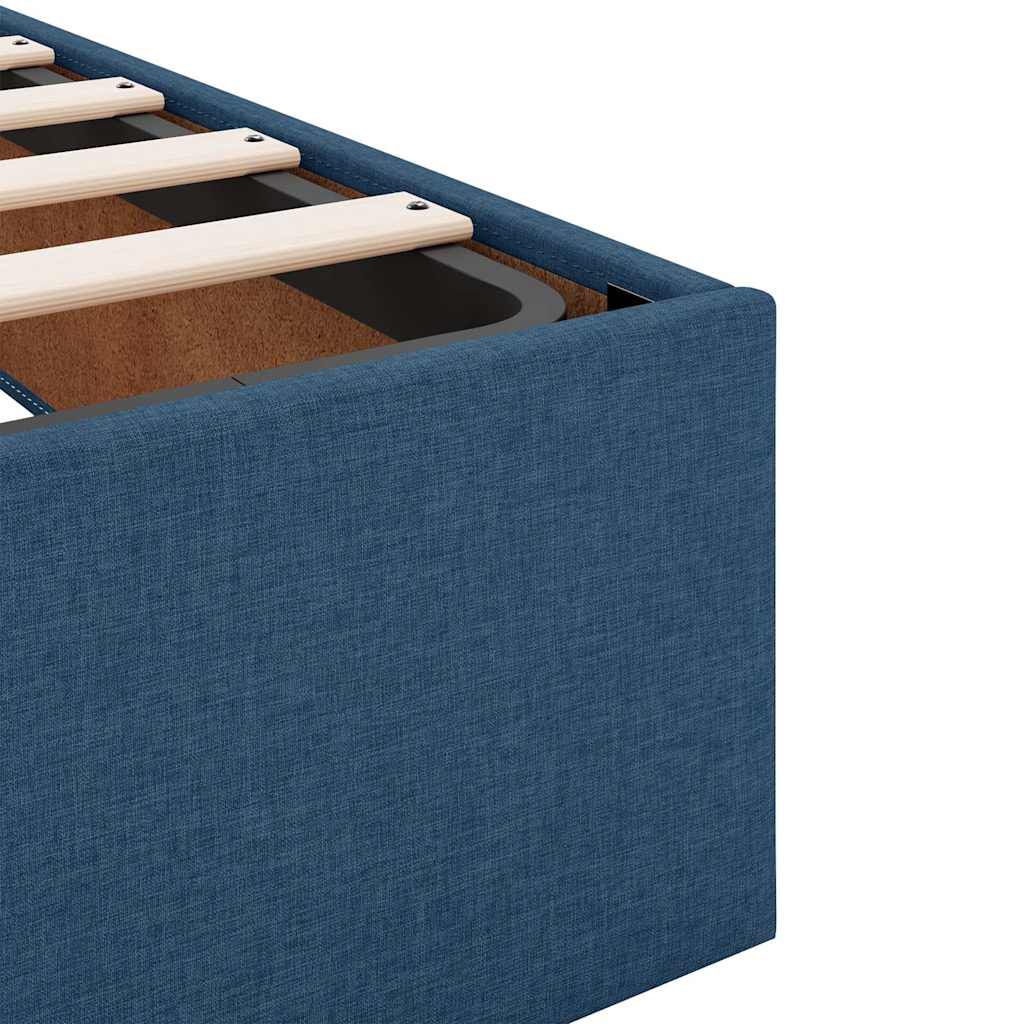 vidaXL Οθωμανικό κρεβάτι με στρώματα μπλε 200x200cm ύφασμα