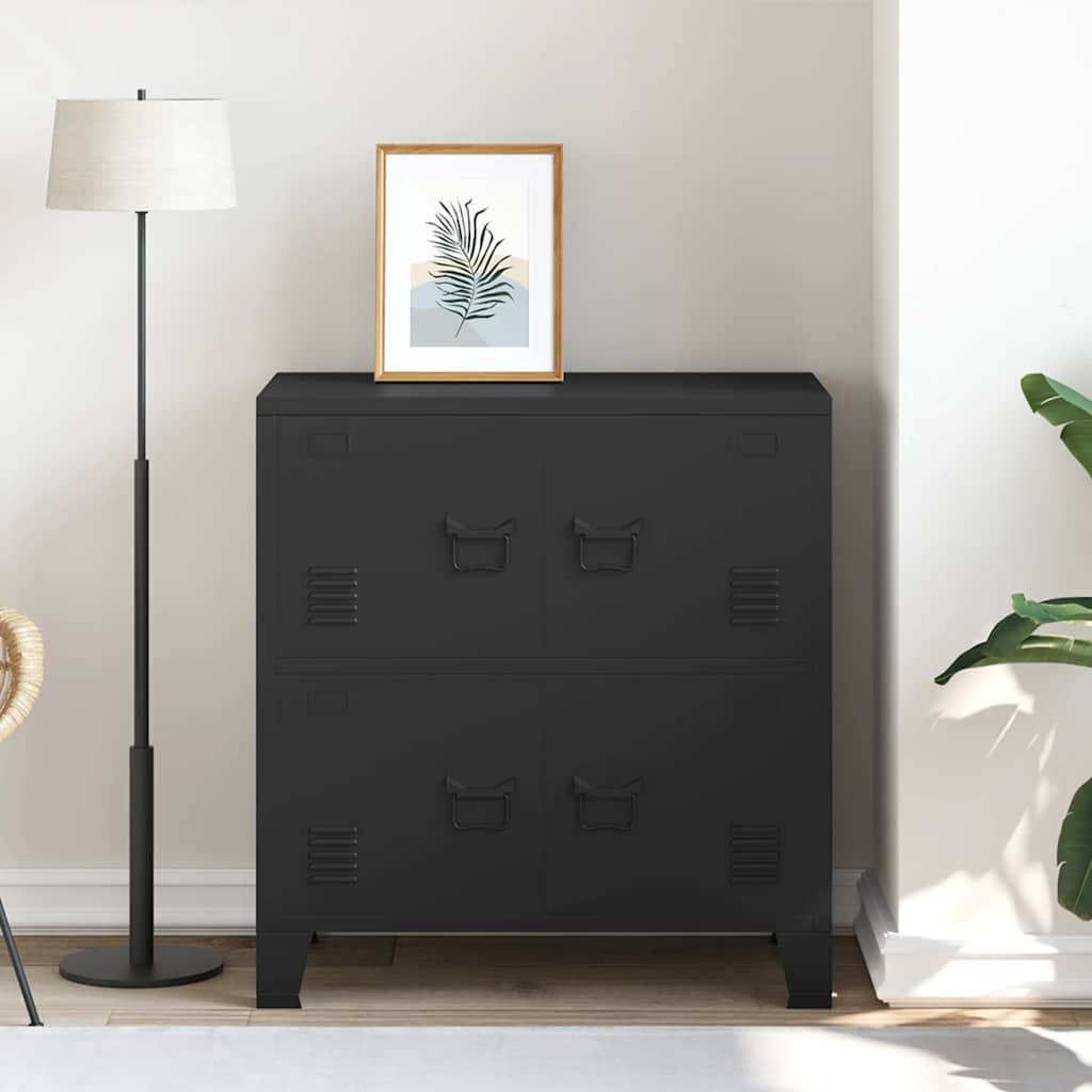vidaXL Αρχειοθήκη Βιομηχανικού Στιλ Μαύρη 75 x 40 x 80 εκ. Ατσάλινη