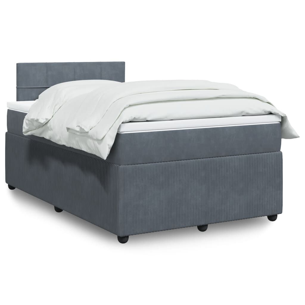 vidaXL Κρεβάτι Boxspring με Στρώμα Σκούρο Γκρι 120x200 εκ. Βελούδινο