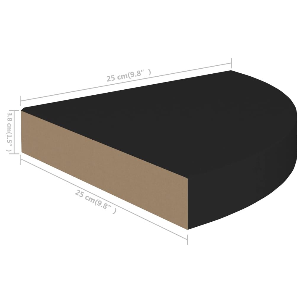 vidaXL Ράφι Τοίχου Γωνιακό Μαύρο 25 x 25 x 3,8 εκ. από MDF