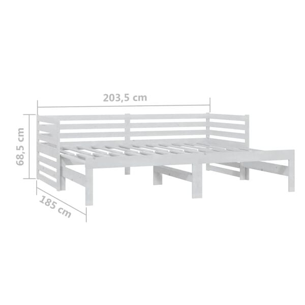 vidaXL Καναπές Κρεβάτι Λευκός 2 x (90 x 200) εκ. από Μασίφ Ξύλο Πεύκου