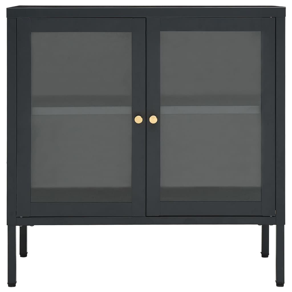 vidaXL Μπουφές Ανθρακί 70 x 35 x 70 εκ. από Ατσάλι και Γυαλί