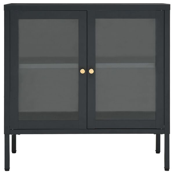 vidaXL Μπουφές Ανθρακί 70 x 35 x 70 εκ. από Ατσάλι και Γυαλί
