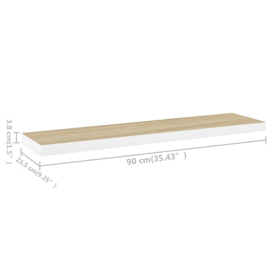 vidaXL Ράφι Τοίχου Χρώμα Δρυός / Λευκό 90 x 23,5 x 3,8 εκ. από MDF