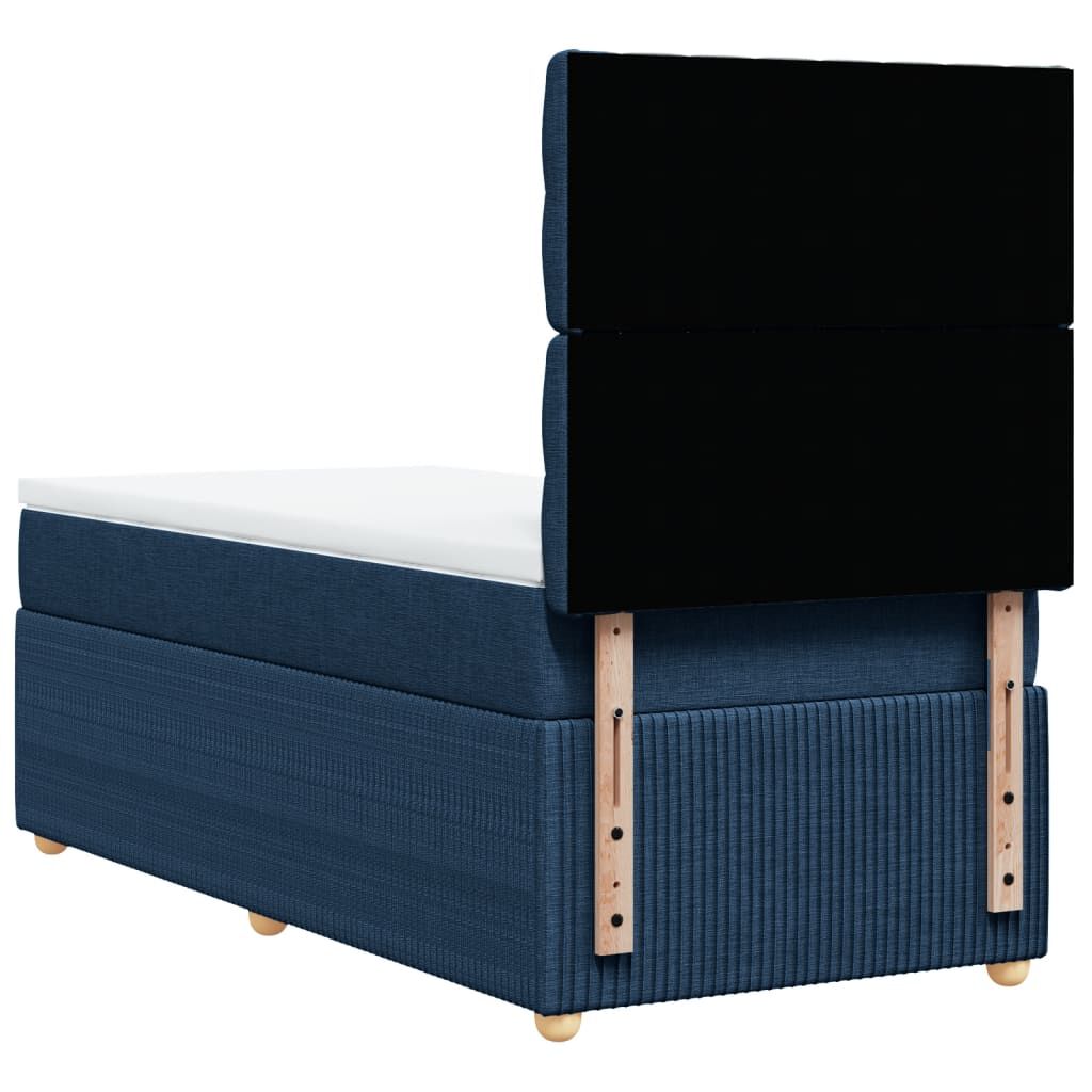 vidaXL Κρεβάτι Boxspring με Στρώμα Μπλε 90x200 εκ.Υφασμάτινο
