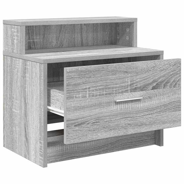 vidaXL Κομοδίνα με συρτάρι 2 τεμ. Γκρι Sonoma 51x31x47 εκ.