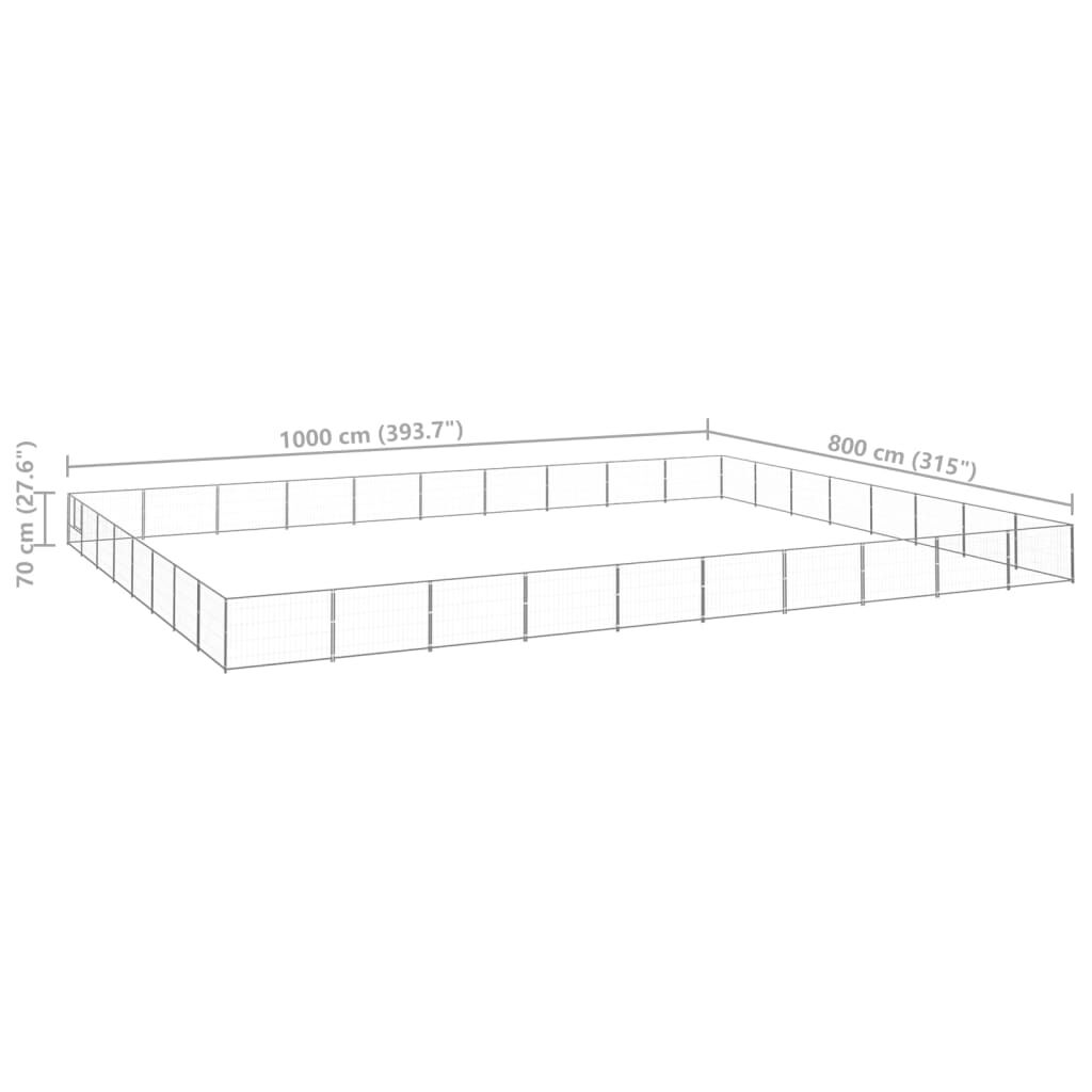 vidaXL Σπιτάκι Σκύλου Ασημί 80 μ² Ατσάλινο