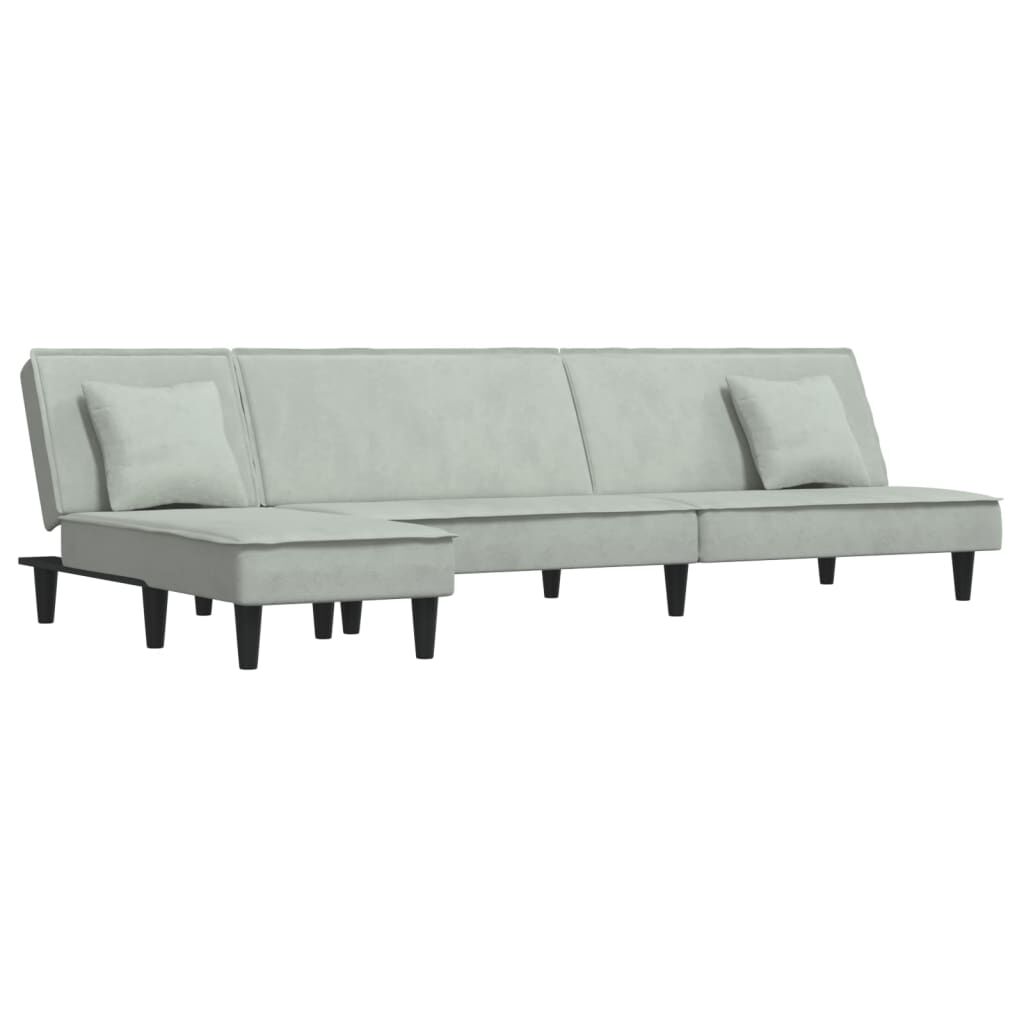 vidaXL Καναπές Κρεβάτι Γωνιακός Αν. Γκρι 255 x 140 x 70 εκ. Βελούδινος