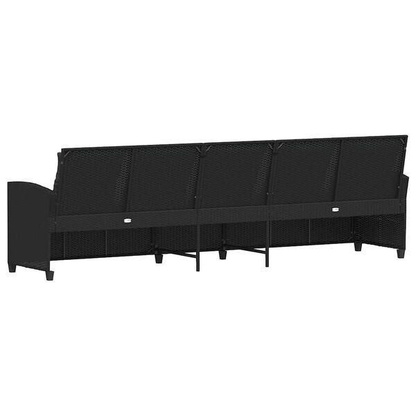 vidaXL Καναπές κήπου 5θέσιος με μαξιλάρια Μαύρο Poly Rattan