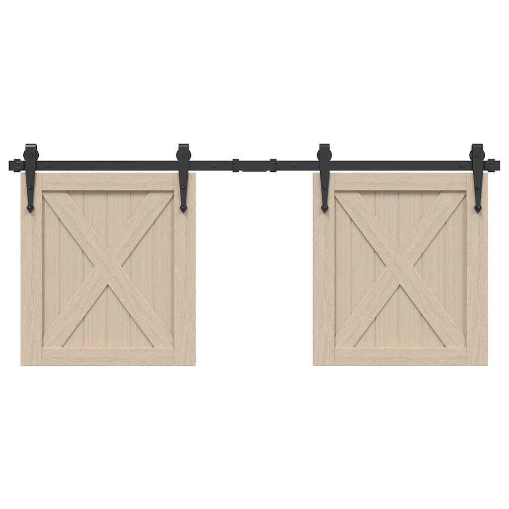 vidaXL Κιτ συρόμενης πόρτας γραφείου 122 cm από ανθρακούχο χάλυβα