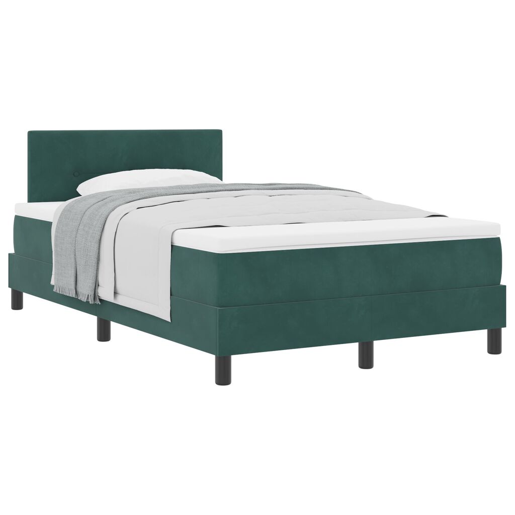 vidaXL Κρεβάτι Box Spring με Στρώμα Σκούρο Πράσινο 120x200 εκ. Βελούδο