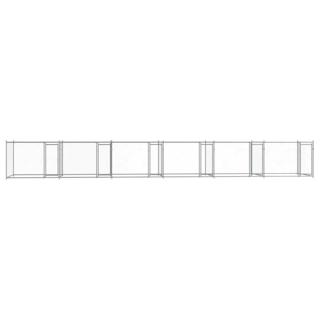 vidaXL Κλουβί Σκύλου με Πόρτες Γκρι 12x2x1,5 μ. Γαλβανισμένος Χάλυβας