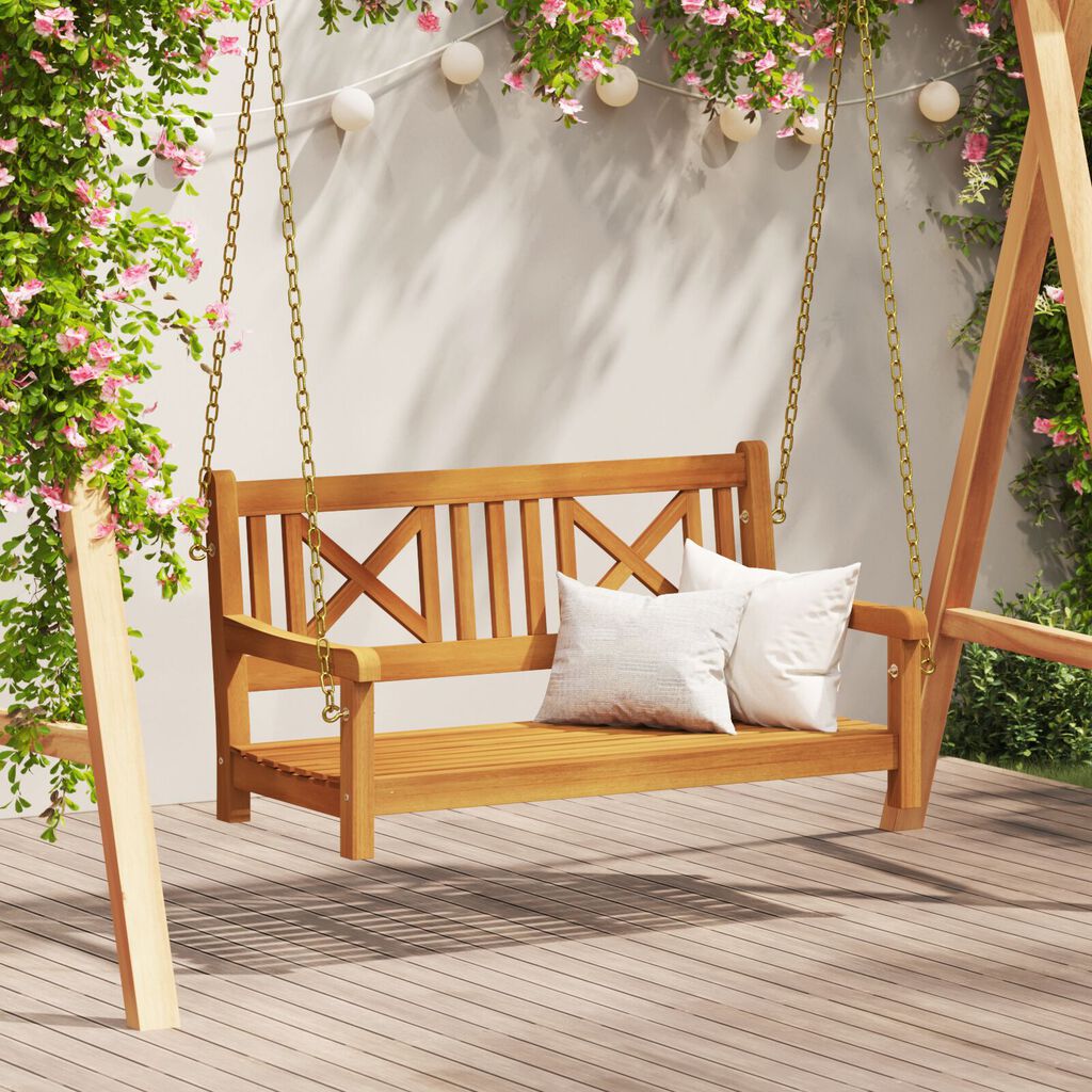 vidaXL 2Θέσιος Πάγκος Swing Κήπου 110x56x58 εκ Μασίφ Ξύλο Ακακίας