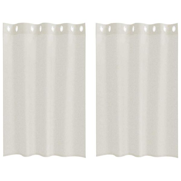 vidaXL Κουρτίνες με κουρτίνες 2 pcs Κρεμ Πολυεστέρας