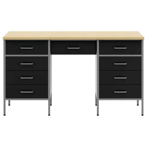 vidaXL Ντουλάπα Εργασίας με συρτάρι 3 pcs Μαύρο 150 x 55 x 85 εκ