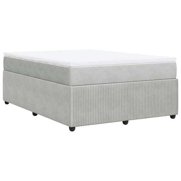 vidaXL Κρεβάτι Boxspring με Στρώμα Ανοιχτό Γκρι 160x200 εκ. Βελούδινο