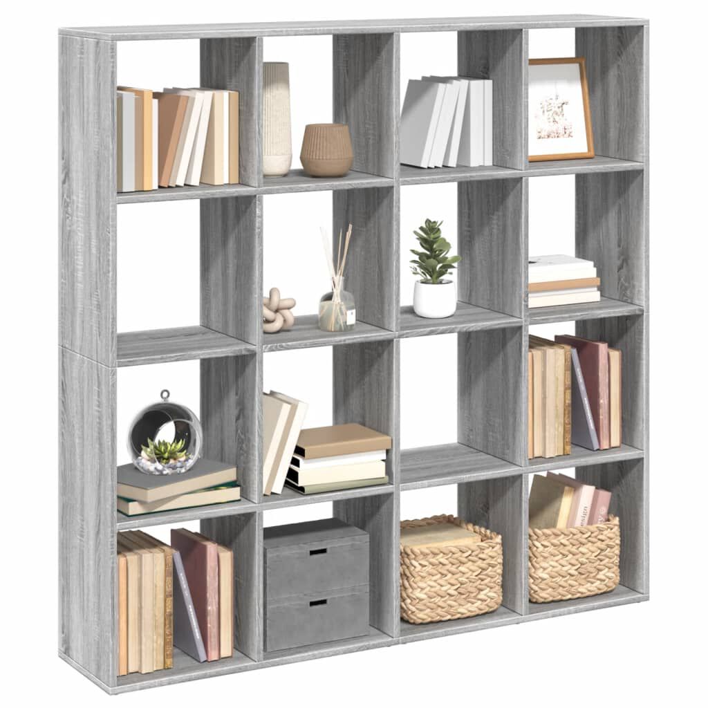 vidaXL Βιβλιοθήκη Γκρι Sonoma 137,5x29x137,5 εκ. Επεξεργασμένο Ξύλο