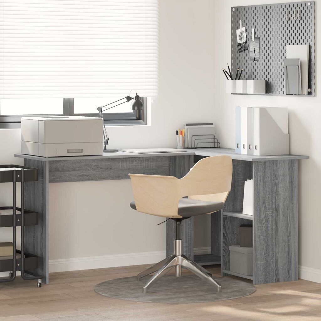 vidaXL Γκρι Γραφείο Υπολογιστή Γκρι Sonoma MDF Μεσαίο Αποθήκευση