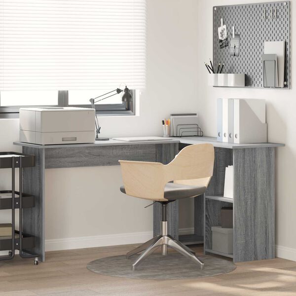 vidaXL Γκρι Γραφείο Υπολογιστή Γκρι Sonoma MDF Μεσαίο Αποθήκευση