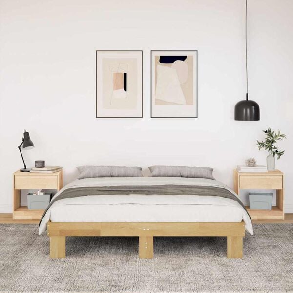 Πλαίσιο κρεβατιού vidaXL χωρίς στρώμα 140x190 cm μασίφ ξύλο δρυς