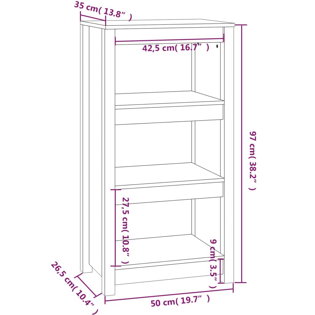 vidaXL Βιβλιοθήκη Λευκή 50x35x97 εκ. από Μασίφ Ξύλο Πεύκου