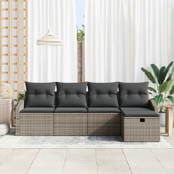 vidaXL Σετ Καναπέ Κήπου 5 pcs Γκρι 233 x 117 x 85 εκ Πολυ ράταν
