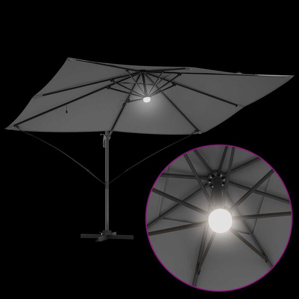 vidaXL Ανυψωμένο Ρομά Παρασόλ με LEDs Ανθρακί, 352x251x265 εκ., Αλουμίνιο