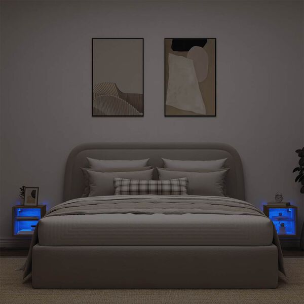 vidaXL Ντουλάπια τοίχου τηλεόρασης με φώτα LED 2 τεμάχια Artisan Oak