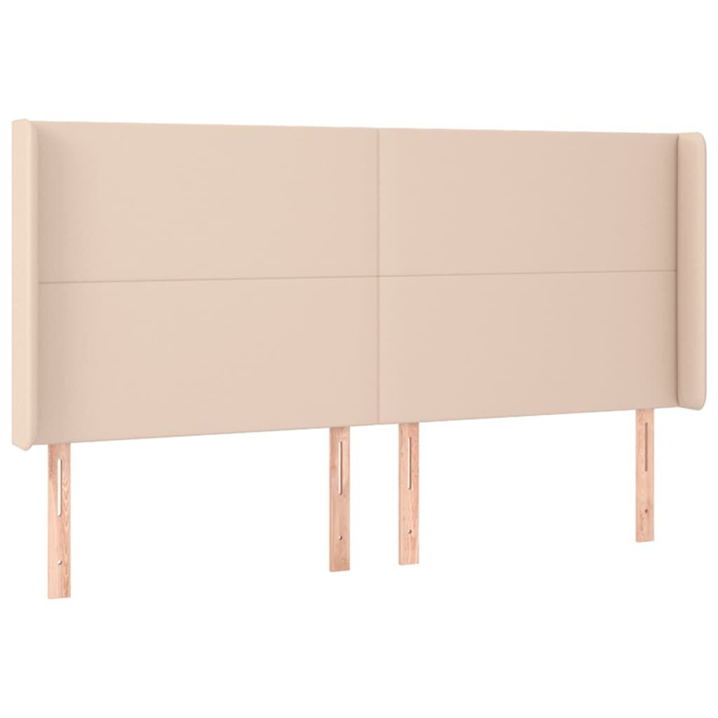 vidaXL Κρεβάτι Boxspring Στρώμα&LED Καπουτσίνο 200x200 εκ. Συνθ. Δέρμα