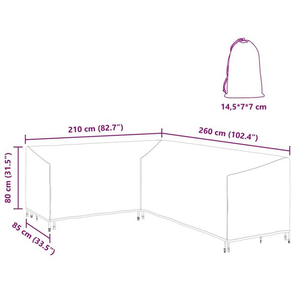 vidaXL Κάλυμμα επίπλων εξωτερικού χώρου 260 x 210 x 80 cm