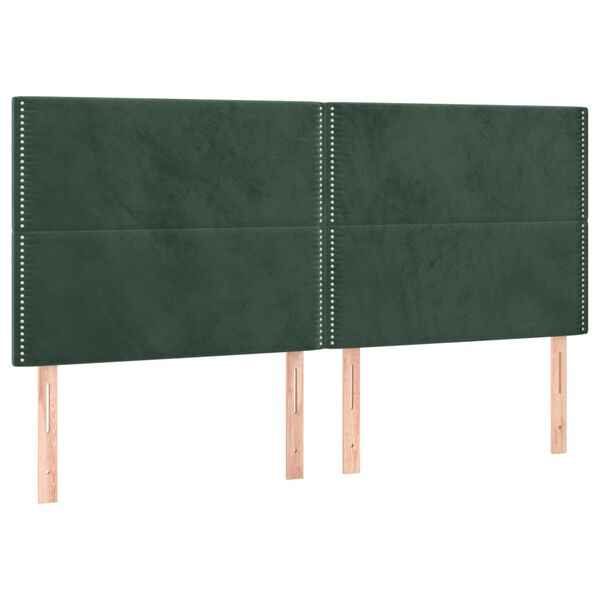 vidaXL Κρεβάτι Boxspring με Στρώμα Σκούρο Πράσινο 200x200εκ. Βελούδινο