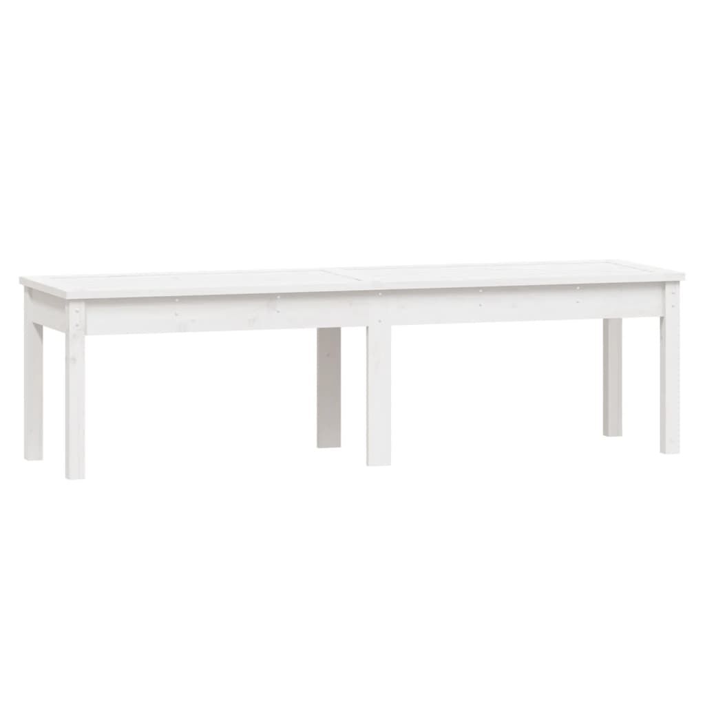 vidaXL Πάγκος Κήπου Διθέσιος Λευκός 159,5x44x45 εκ. Μασίφ Ξύλο Πεύκου