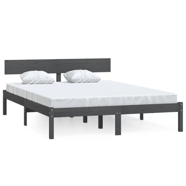 vidaXL Πλαίσιο Κρεβατιού Γκρι 160 x 200 εκ. από Μασίφ Ξύλο Πεύκου