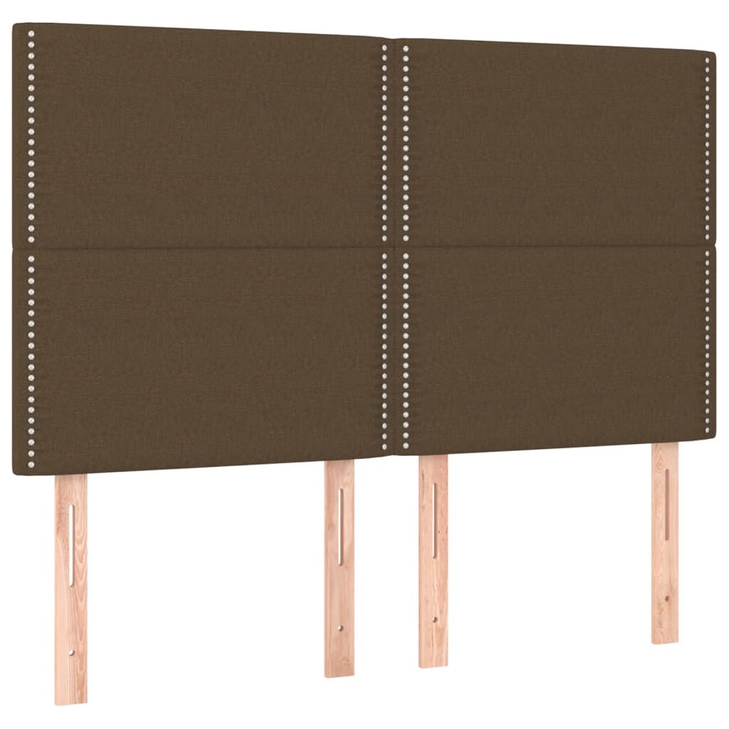 vidaXL Κρεβάτι Boxspring με Στρώμα Σκούρο Καφέ 140x190 εκ. Υφασμάτινο