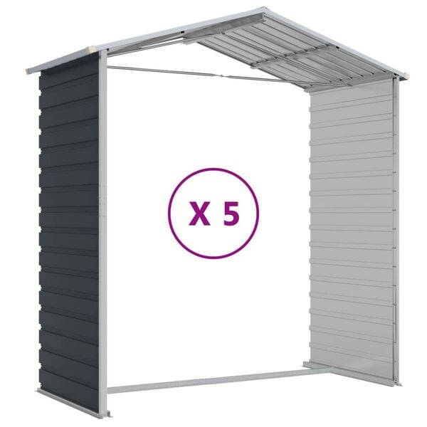 vidaXL Αποθήκη Κήπου Ανθρακί 191x470x198 εκ. Γαλβανισμένο Ατσάλι
