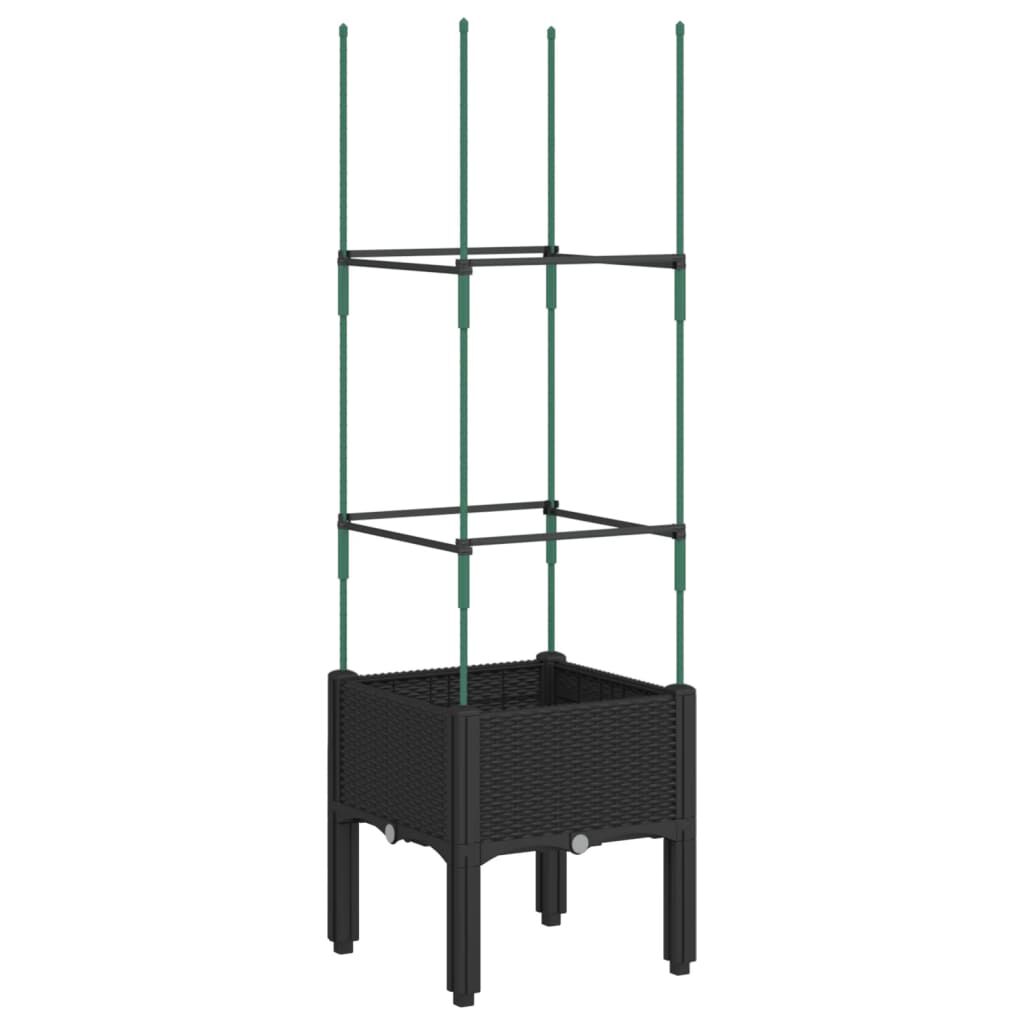 vidaXL Ζαρντινιέρα Κήπου με Καφασωτό Μαύρο 40 x 40 x 142,5 εκ. από PP