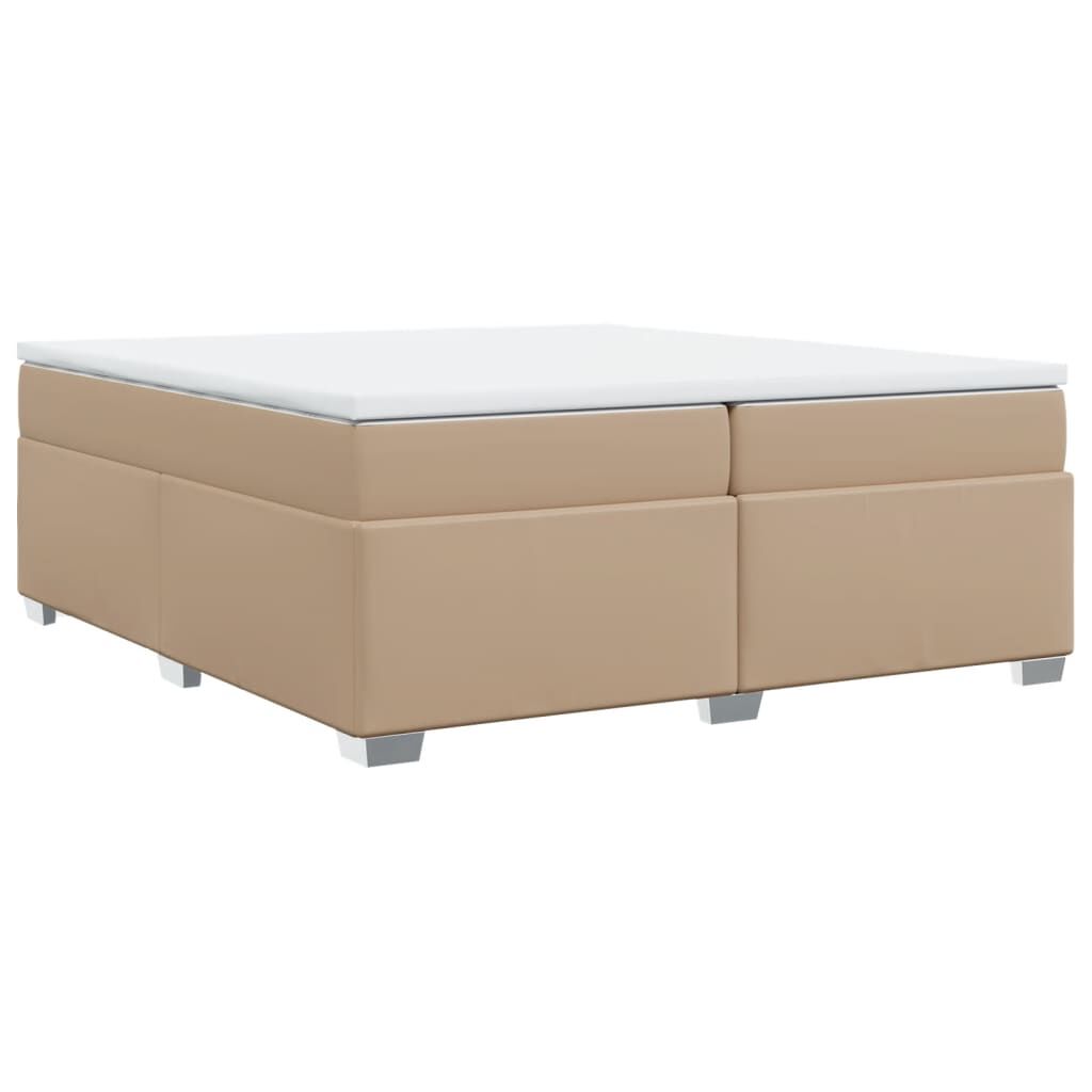 vidaXL Κρεβάτι Boxspring με Στρώμα Καπουτσίνο 200x200εκ.από Συνθ.Δέρμα