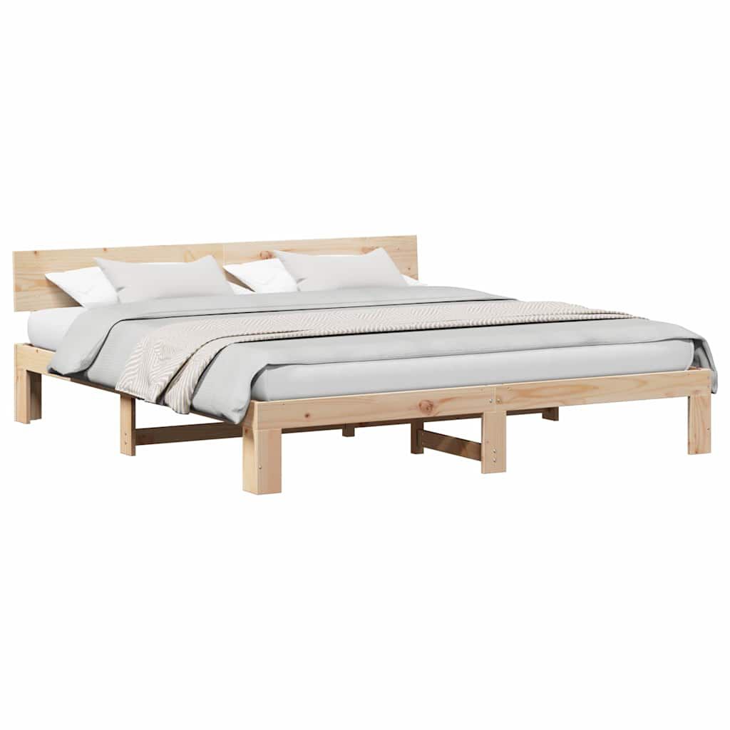 vidaXL Σκελετός Κρεβατιού Καφέ 200 x 200 cm Μασίφ ξύλο πεύκου